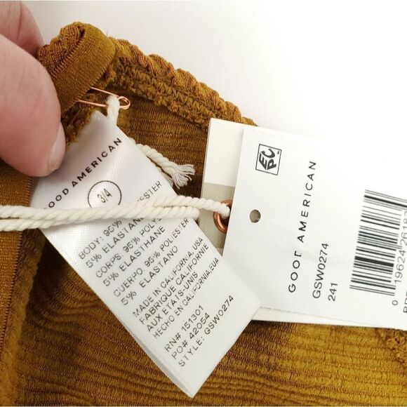 NWT GOOD AMERICAN 3/4 Bronze Brown Always Fits Tiny Ties Bikini Top - Picture 9 of 12